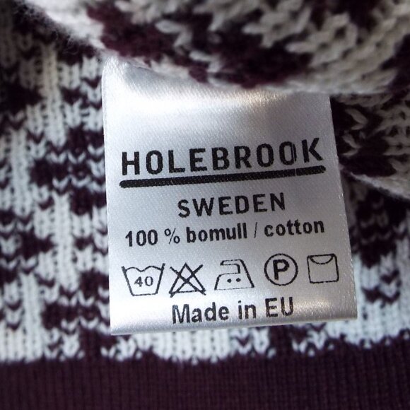 Holebrook Sweden Burgundy Nordic Cotton Sweater Size Small - Picture 6 of 9